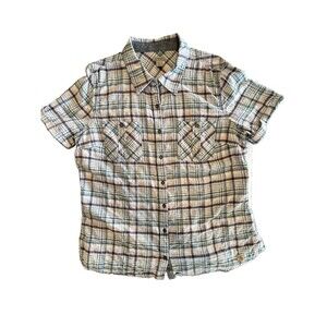 Carhartt Multicolor Plaid Shirt Womens Sz XL Short Sleeve Button Up Shirt Brogan